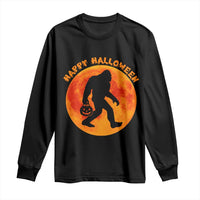 Funny Halloween Bigfoot Long Sleeve Shirt Sasquatch Full Moon Jack O Lantern - Wonder Print Shop