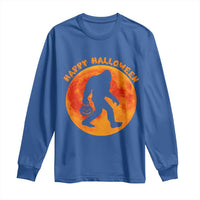 Funny Halloween Bigfoot Long Sleeve Shirt Sasquatch Full Moon Jack O Lantern - Wonder Print Shop