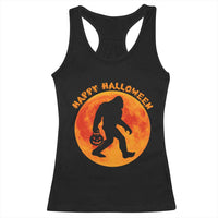 Funny Halloween Bigfoot Racerback Tank Top Sasquatch Full Moon Jack O Lantern - Wonder Print Shop