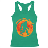 Funny Halloween Bigfoot Racerback Tank Top Sasquatch Full Moon Jack O Lantern - Wonder Print Shop