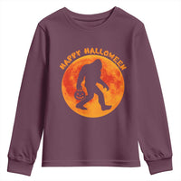 Funny Halloween Bigfoot Youth Sweatshirt Sasquatch Full Moon Jack O Lantern - Wonder Print Shop