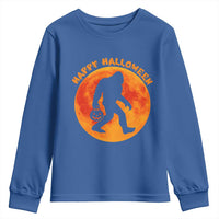 Funny Halloween Bigfoot Youth Sweatshirt Sasquatch Full Moon Jack O Lantern - Wonder Print Shop