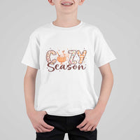 Cozy Season T Shirt For Kid Thanksgiving Autumn Pumpkin Spice Latte - Wonder Print Shop