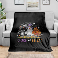 Funny Halloween Throw Blanket Chick Or Treat Chicken Farm Witches Skeleton - Wonder Print Shop