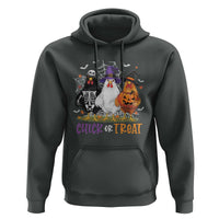 Funny Halloween Hoodie Chick Or Treat Chicken Farm Witches Skeleton