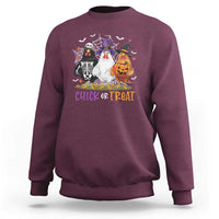 Funny Halloween Sweatshirt Chick Or Treat Chicken Farm Witches Skeleton - Wonder Print Shop