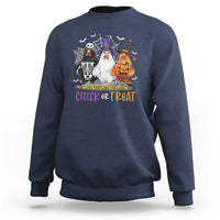 Funny Halloween Sweatshirt Chick Or Treat Chicken Farm Witches Skeleton - Wonder Print Shop