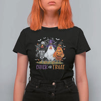 Funny Halloween T Shirt For Women Chick Or Treat Chicken Farm Witches Skeleton - Wonder Print Shop