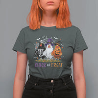 Funny Halloween T Shirt For Women Chick Or Treat Chicken Farm Witches Skeleton - Wonder Print Shop