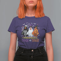 Funny Halloween T Shirt For Women Chick Or Treat Chicken Farm Witches Skeleton - Wonder Print Shop