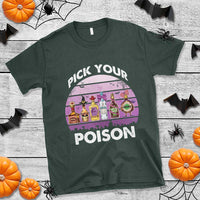 Funny Halloween T Shirt Pick Your Poison Wine Bottles Witch - Wonder Print Shop