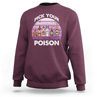 Funny Halloween Sweatshirt Pick Your Poison Wine Bottles Witch - Wonder Print Shop