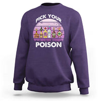 Funny Halloween Sweatshirt Pick Your Poison Wine Bottles Witch - Wonder Print Shop
