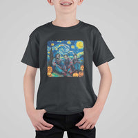Halloween T Shirt For Kid Scary Murderers Starry Night Pumpkin Vincent Van Gogh - Wonder Print Shop