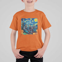 Halloween T Shirt For Kid Scary Murderers Starry Night Pumpkin Vincent Van Gogh - Wonder Print Shop