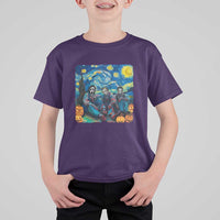 Halloween T Shirt For Kid Scary Murderers Starry Night Pumpkin Vincent Van Gogh - Wonder Print Shop