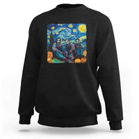 Halloween Sweatshirt Scary Murderers Starry Night Pumpkin Vincent Van Gogh - Wonder Print Shop