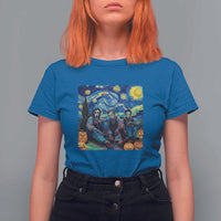 Halloween T Shirt For Women Scary Murderers Starry Night Pumpkin Vincent Van Gogh - Wonder Print Shop