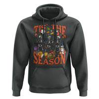 Funny HalloThankMas Hoodie Tis The Season Halloween Thanksgiving Christmas Skeleton