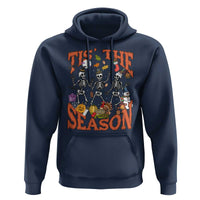 Funny HalloThankMas Hoodie Tis The Season Halloween Thanksgiving Christmas Skeleton