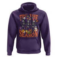 Funny HalloThankMas Hoodie Tis The Season Halloween Thanksgiving Christmas Skeleton