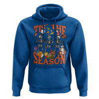 Funny HalloThankMas Hoodie Tis The Season Halloween Thanksgiving Christmas Skeleton