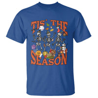 Funny HalloThankMas T Shirt Tis The Season Halloween Thanksgiving Christmas Skeleton - Wonder Print Shop