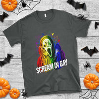 Halloween LGBT T Shirt Scream In Gay Ghost Murderer Rainbow - Wonder Print Shop