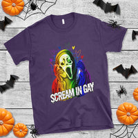 Halloween LGBT T Shirt Scream In Gay Ghost Murderer Rainbow - Wonder Print Shop