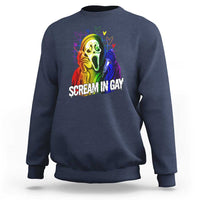 Halloween LGBT Sweatshirt Scream In Gay Ghost Murderer Rainbow - Wonder Print Shop
