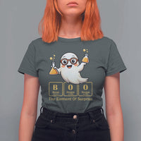 Halloween Chemistry T Shirt For Women Boo The Element Of Surprise Ghost Nerd - Wonder Print Shop