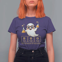 Halloween Chemistry T Shirt For Women Boo The Element Of Surprise Ghost Nerd - Wonder Print Shop