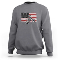 Dirt Bike Woman Rider Sweatshirt American Flag Motocross Biker - Wonder Print Shop