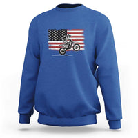Dirt Bike Woman Rider Sweatshirt American Flag Motocross Biker - Wonder Print Shop