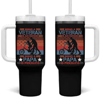 Veteran Father Tumbler With Handle Being A Veteran Is An Honor Being A Papa Is Priceless