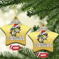 Funny Xmas Fishing Christmas Ornament Merry Fishmas Bass Fish Rod - Wonder Print Shop