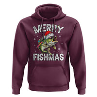 Funny Christmas Fishing Hoodie Merry Fishmas Bass Fish Rod