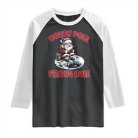 Funny Christmas Fishing Raglan Shirt North Pole Fishing Hole Cute Santa - Wonder Print Shop
