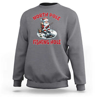 Funny Christmas Fishing Sweatshirt North Pole Fishing Hole Cute Santa - Wonder Print Shop
