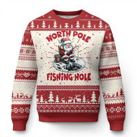 Funny Xmas Fishing Ugly Christmas Sweater North Pole Fishing Hole Cute Santa - Wonder Print Shop