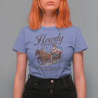 Western Christmas T Shirt For Women Howdy Christmas Blaze The Trail To Joy Cowboy Santa - Wonder Print Shop