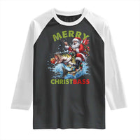 Funny Christmas Fishing Raglan Shirt Merry Christbass Santa Xmas Tree - Wonder Print Shop