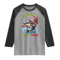 Funny Christmas Fishing Raglan Shirt Merry Christbass Santa Xmas Tree - Wonder Print Shop