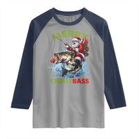 Funny Christmas Fishing Raglan Shirt Merry Christbass Santa Xmas Tree - Wonder Print Shop