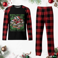 Funny Xmas Plaid Pajama Set Fishing You A Very Merry Fishmas Santa Hat - Wonder Print Shop