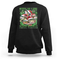 Funny Fishing Christmas Sweatshirt Fishing You A Very Merry Fishmas Santa Hat - Wonder Print Shop