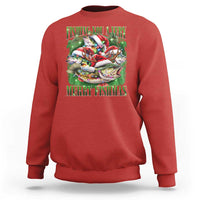 Funny Fishing Christmas Sweatshirt Fishing You A Very Merry Fishmas Santa Hat - Wonder Print Shop