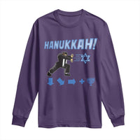Funny Hanukkah Arcade Game Long Sleeve Shirt Jewish Fighter Menorah Star Of David - Wonder Print Shop