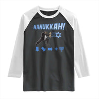 Funny Hanukkah Arcade Game Raglan Shirt Jewish Fighter Menorah Star Of David - Wonder Print Shop