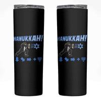 Funny Hanukkah Arcade Game Skinny Tumbler Jewish Fighter Menorah Star Of David - Wonder Print Shop